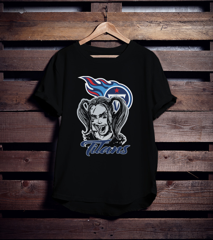 Harley Quinn Titans Fan Art With Tennessee Titans T-Shirt