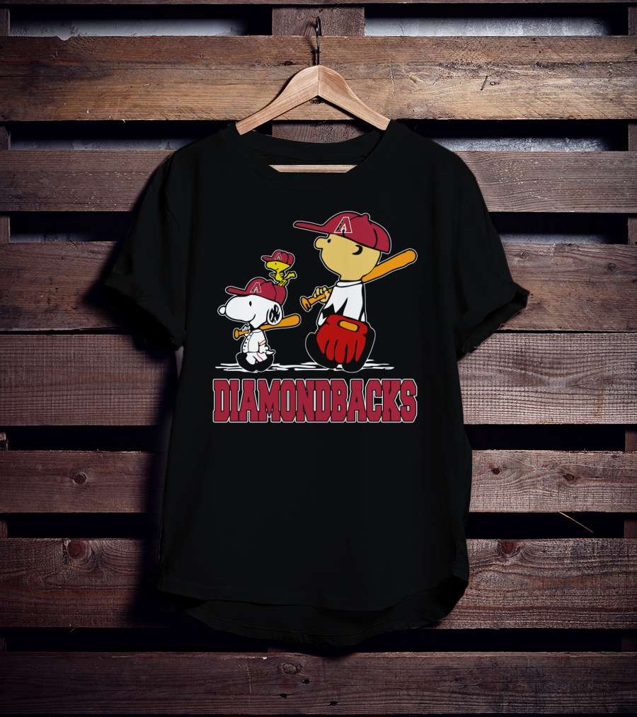 Diamondbacks Snoopy Charlie Brown Woodstock Baseball Fans T-Shirt