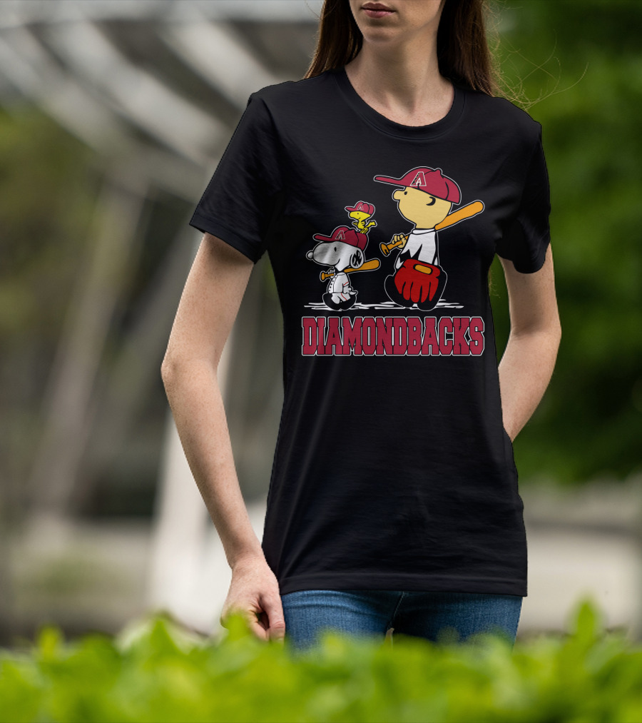 Diamondbacks Snoopy Charlie Brown Woodstock Baseball Fans T-Shirt