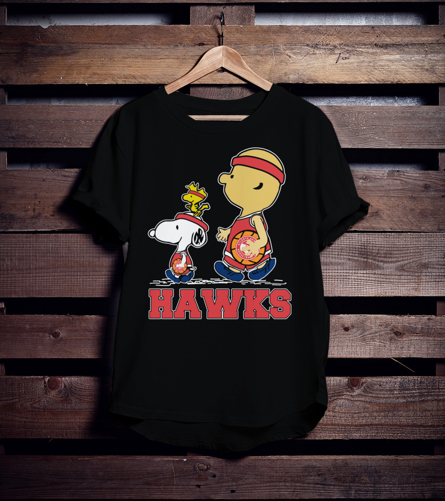 Hawks Fans Snoopy And Woodstock Basketball Team Spirit T-Shirt