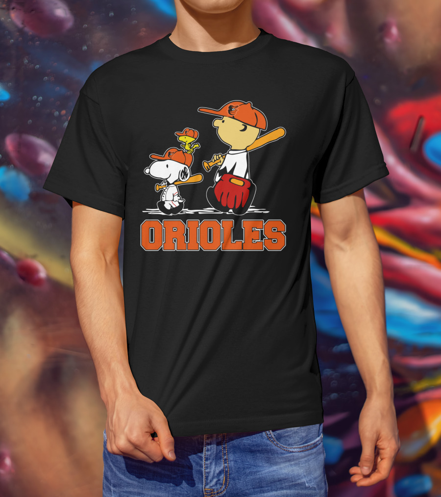 Orioles Baseball With Snoopy Woodstock And Peanuts Characters T-Shirt