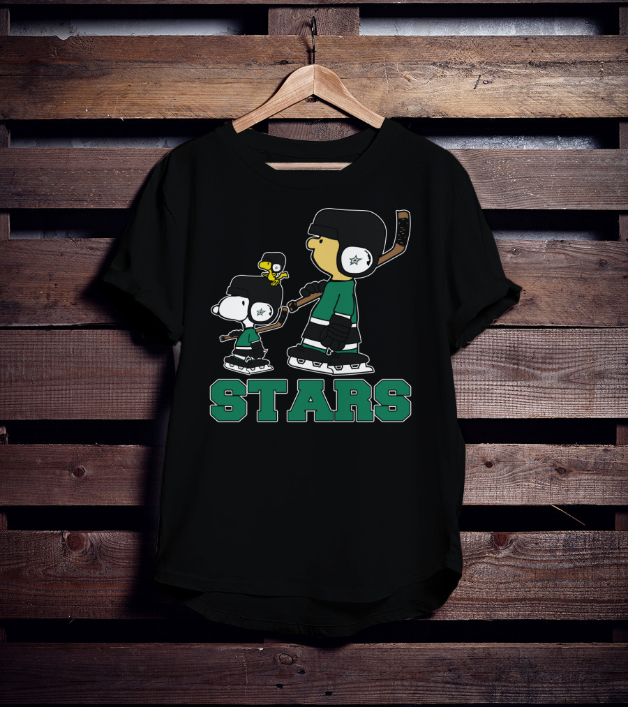 Snoopy And Woodstock Dallas Stars Hockey Team Fans With Stars T-Shirt