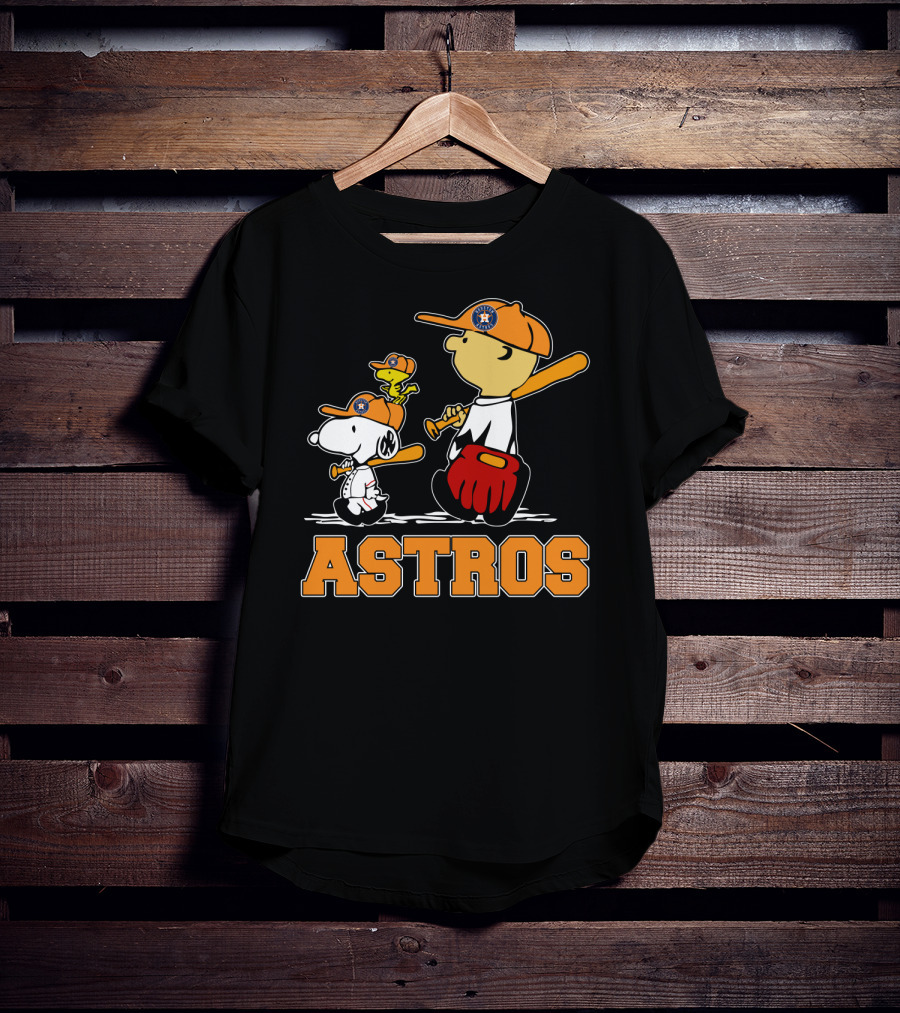 Snoopy Woodstock And Houston Astros Baseball Fans T-Shirt