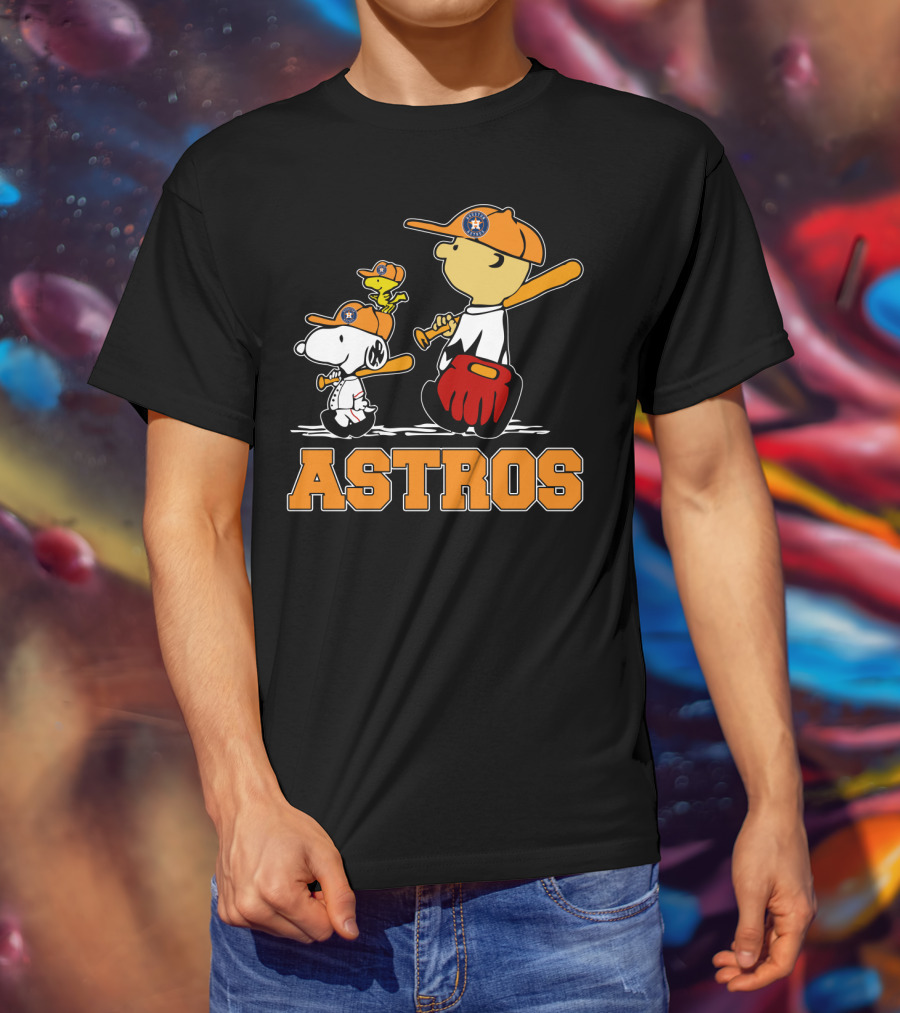 Snoopy Woodstock And Houston Astros Baseball Fans T-Shirt