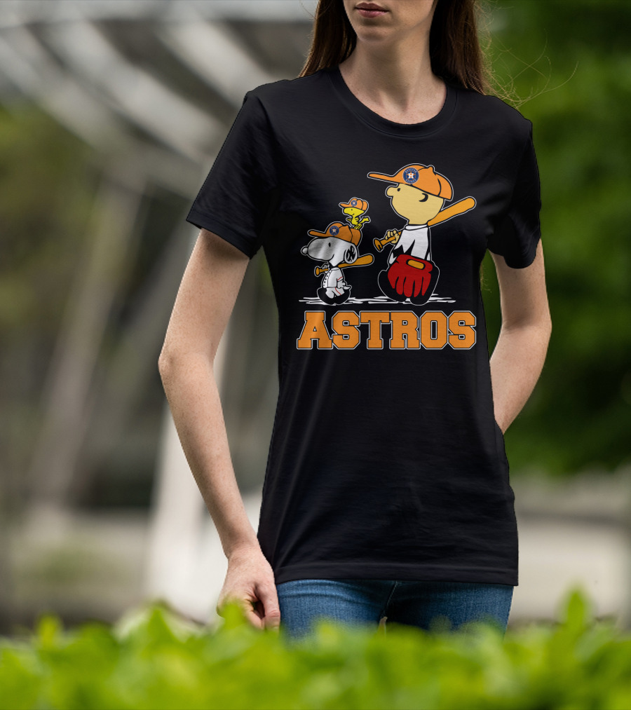Snoopy Woodstock And Houston Astros Baseball Fans T-Shirt