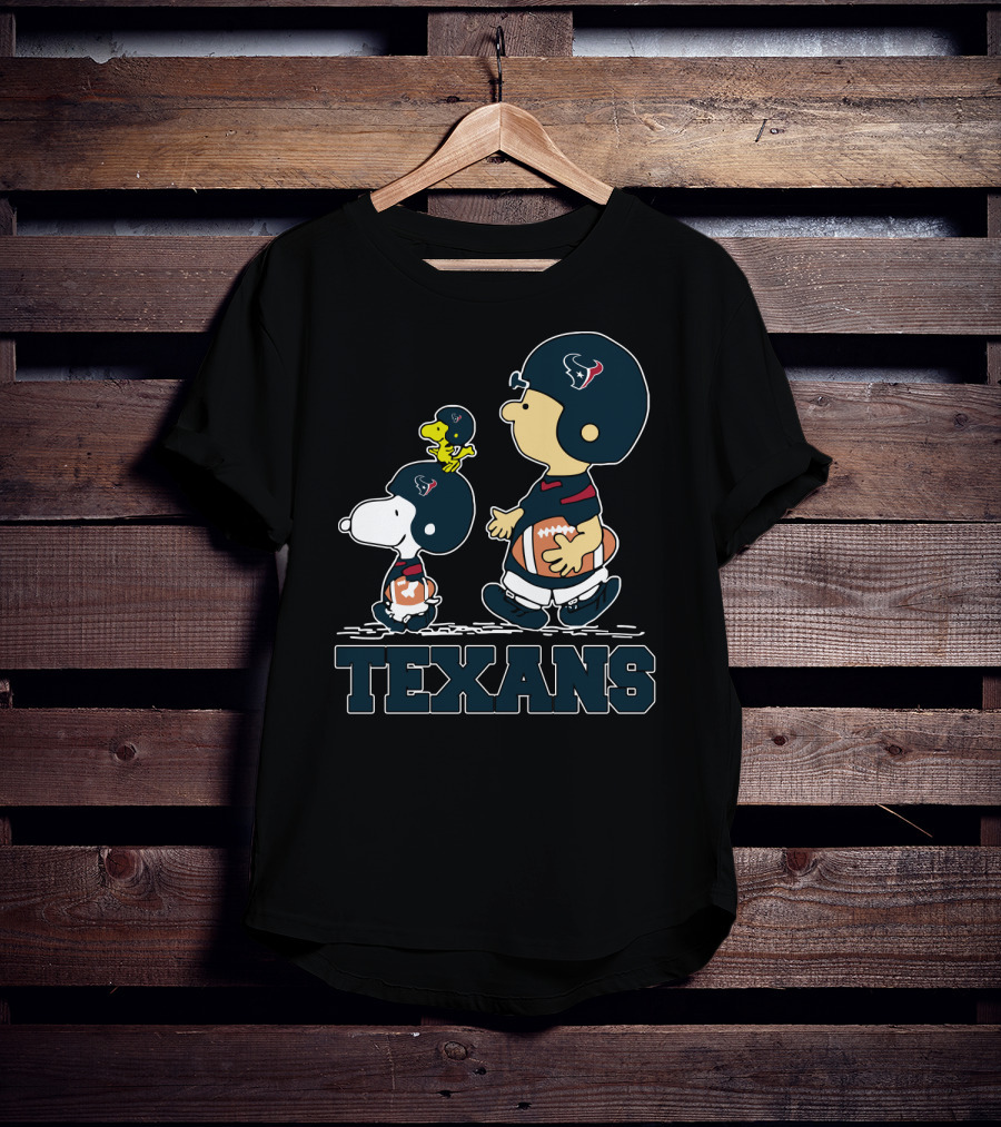 Snoopy And Woodstock Houston Texans Football Fans T-Shirt