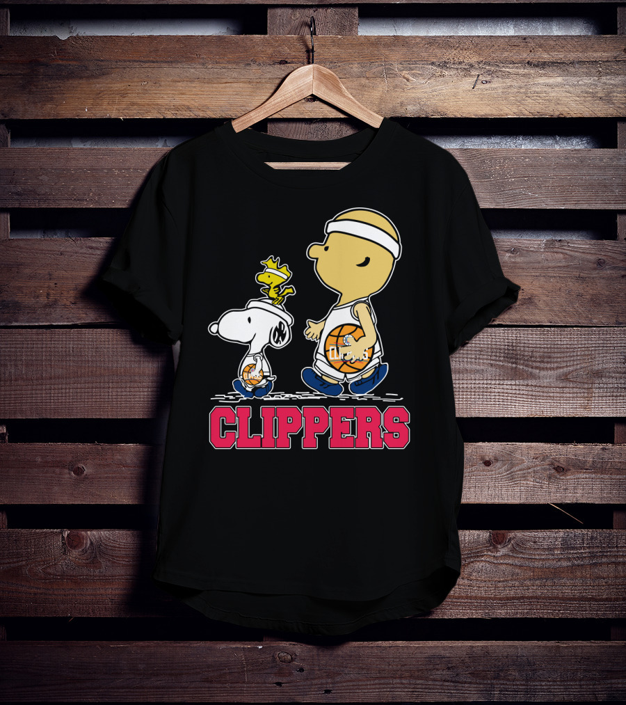 Snoopy And Woodstock Basketball With La Clippers Fans T-Shirt