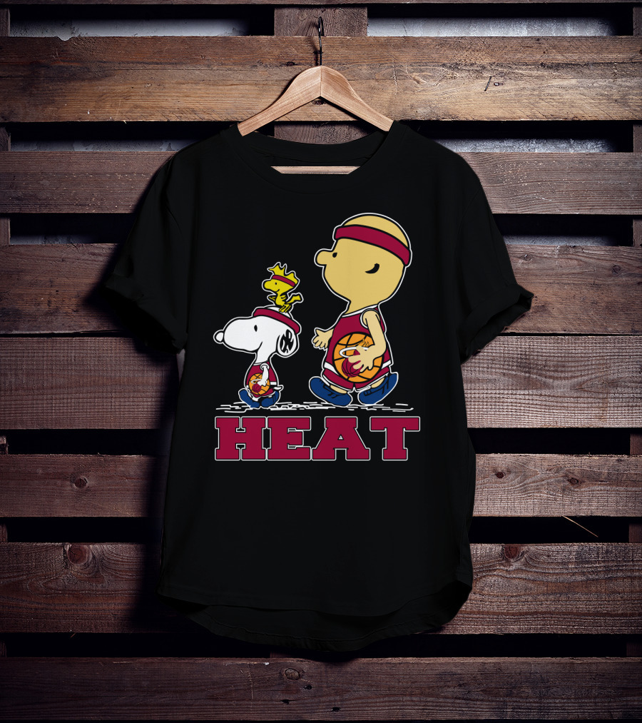 Snoopy Woodstock Heat Team Fans Miami Basketball T-Shirt