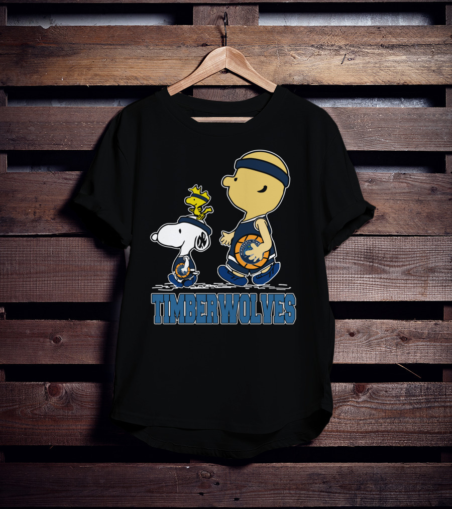 Snoopy Woodstock And Charlie Brown As Minnesota Timberwolves Fans T-Shirt