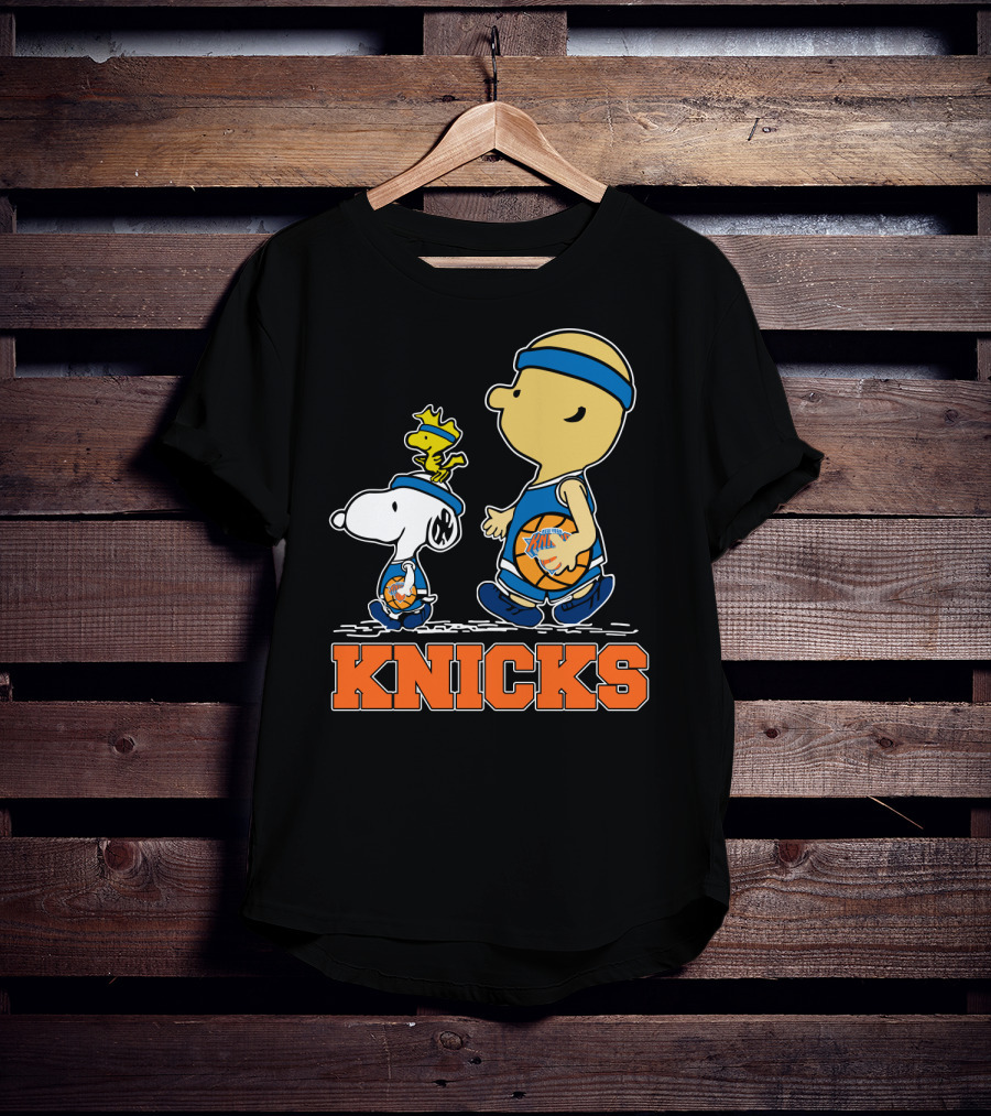Snoopy Woodstock New York Knicks Basketball Fans Peanuts Characters T-Shirt
