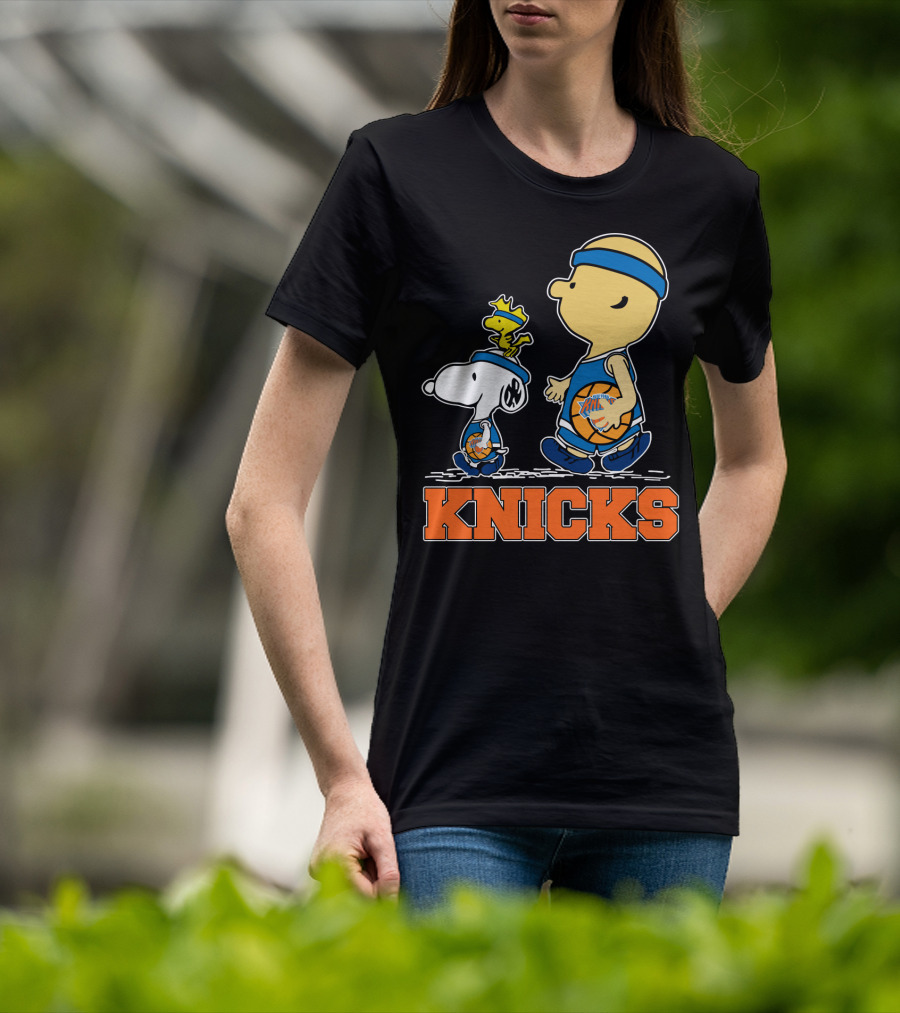 Snoopy Woodstock New York Knicks Basketball Fans Peanuts Characters T-Shirt
