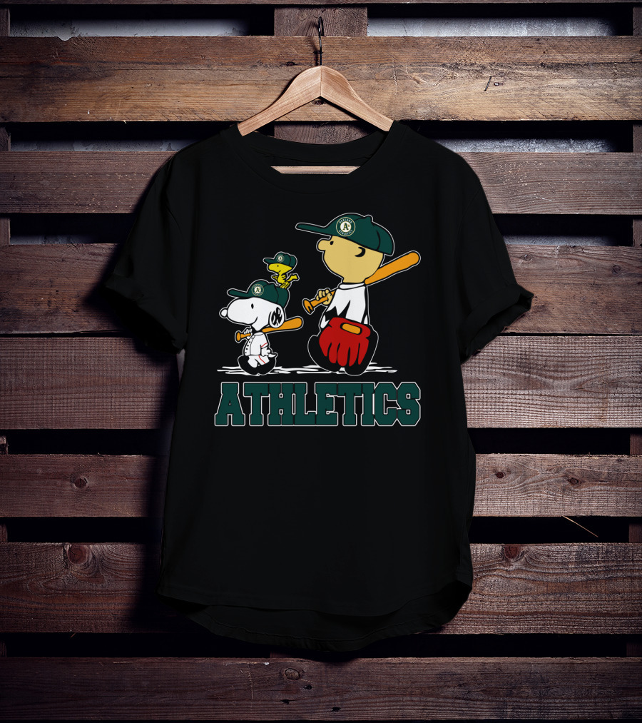 Snoopy Woodstock And Friends With Athletics Team T-Shirt