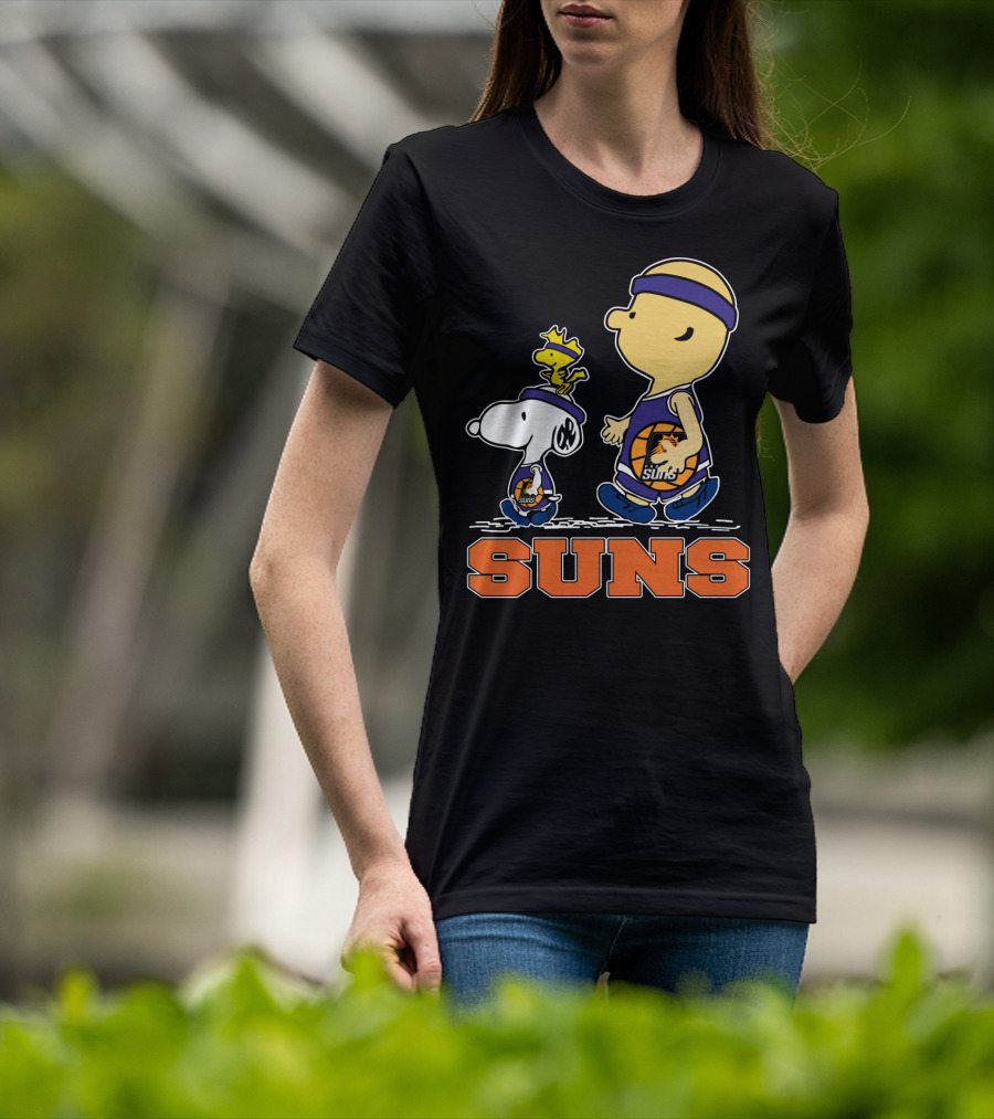 Snoopy And Woodstock In Phoenix Suns Basketball Jerseys T-Shirt