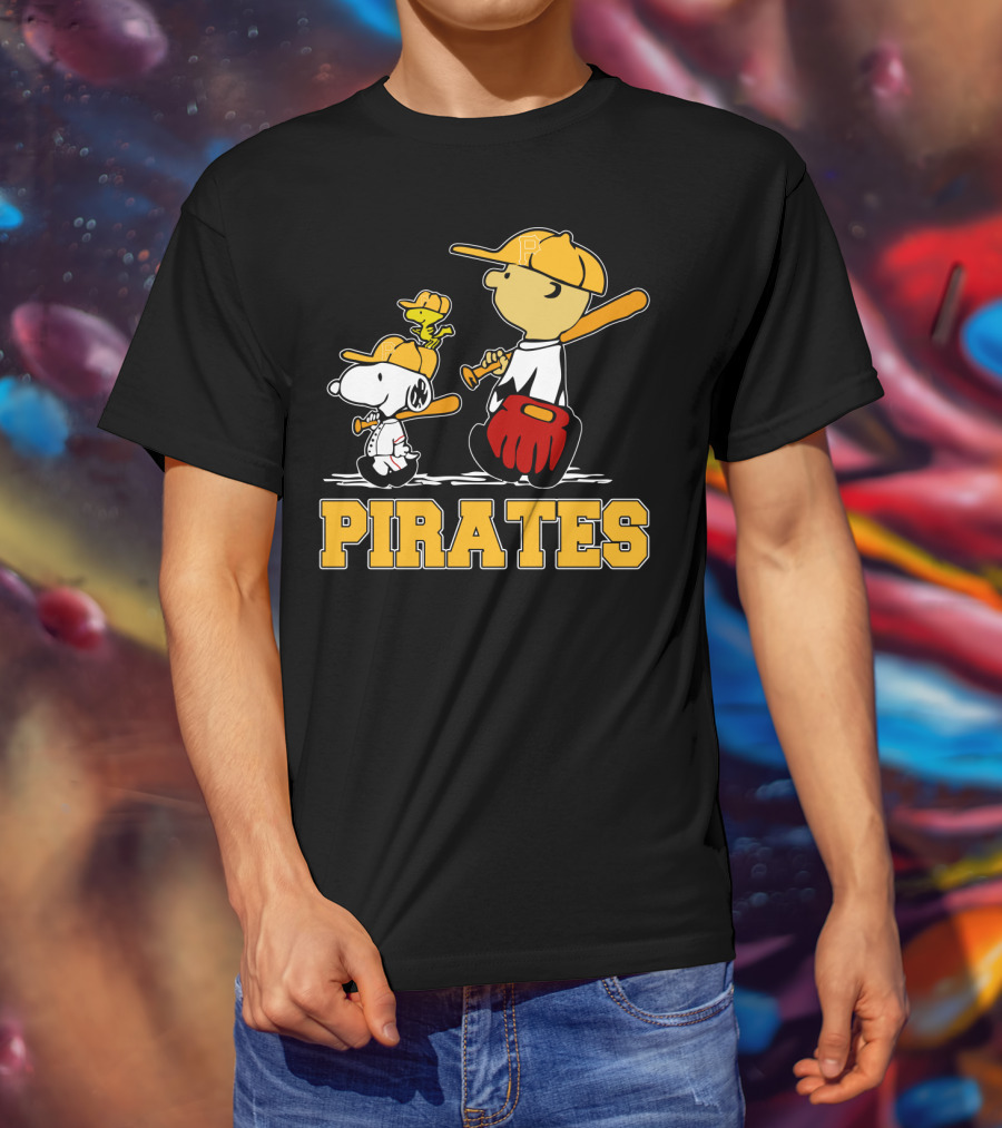 Snoopy Woodstock Pirates Baseball Fan Gear T-Shirt