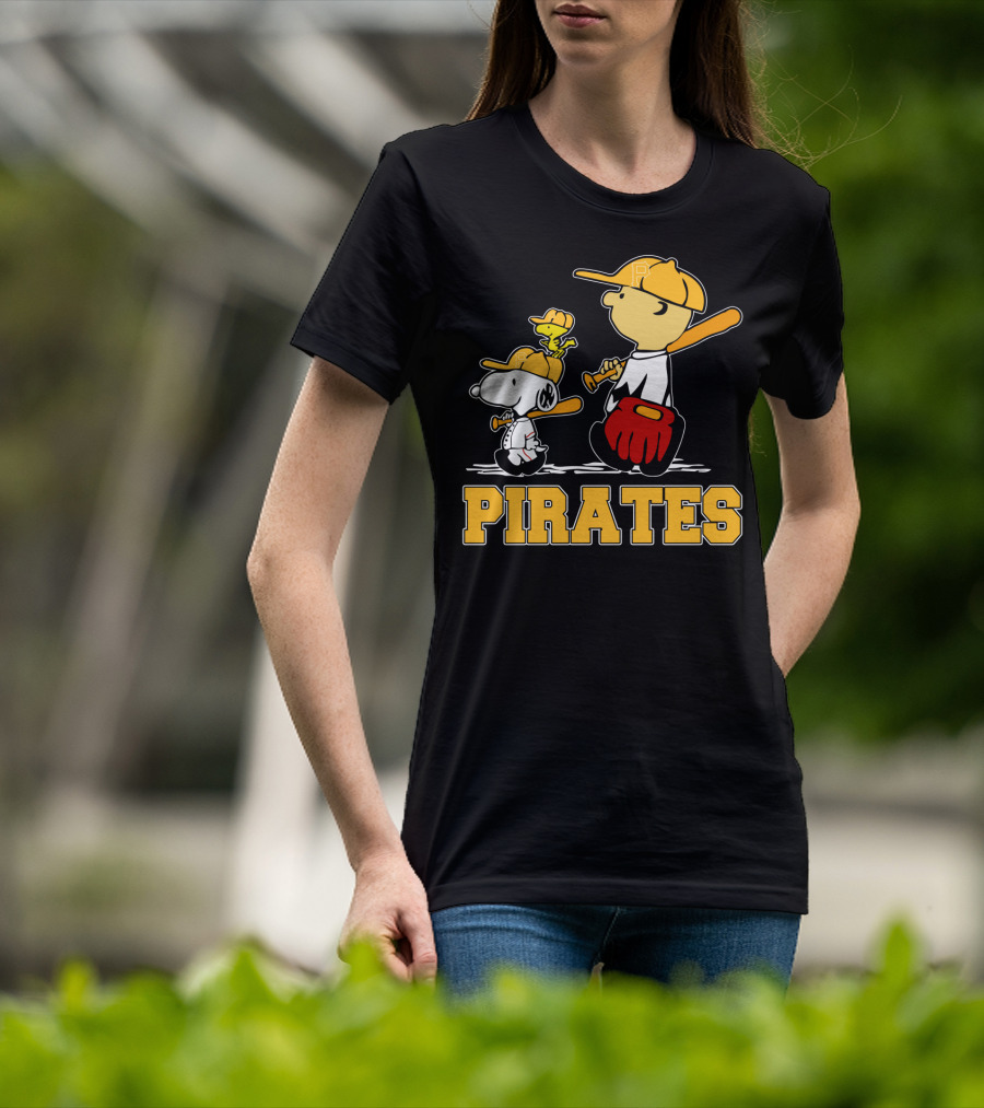 Snoopy Woodstock Pirates Baseball Fan Gear T-Shirt
