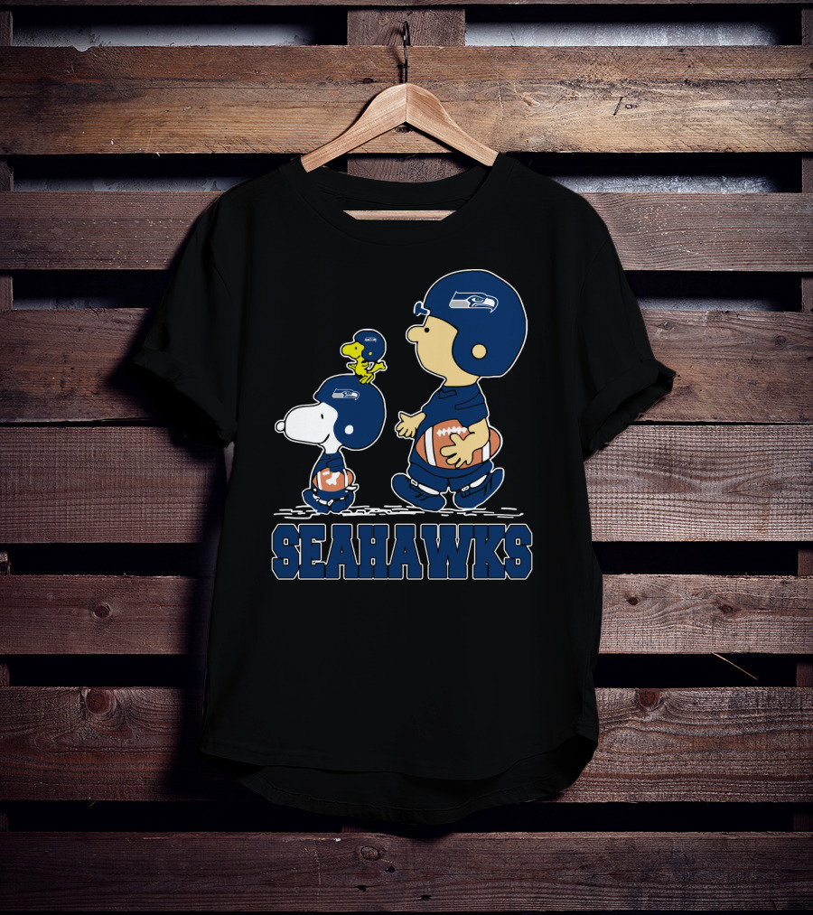 Snoopy Seattle Seahawks Football Fans Peanuts Characters T-Shirt