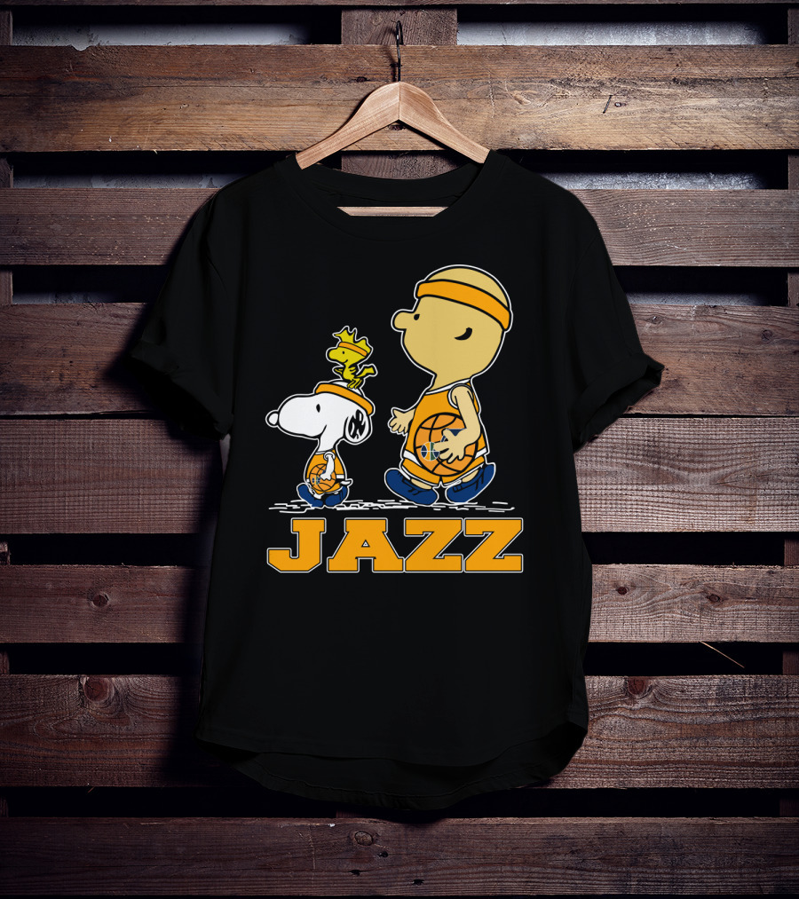 Snoopy And Woodstock With Basketball For Utah Jazz Fans T-Shirt