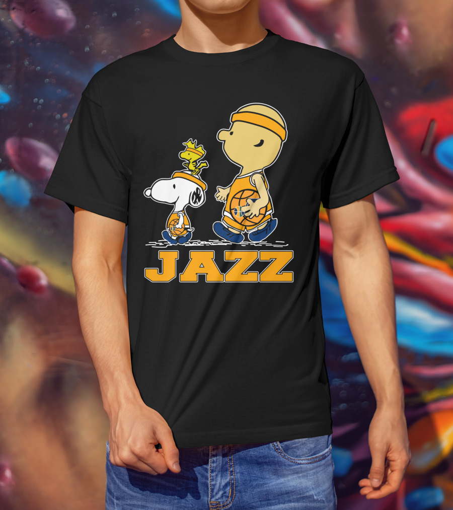 Snoopy And Woodstock With Basketball For Utah Jazz Fans T-Shirt