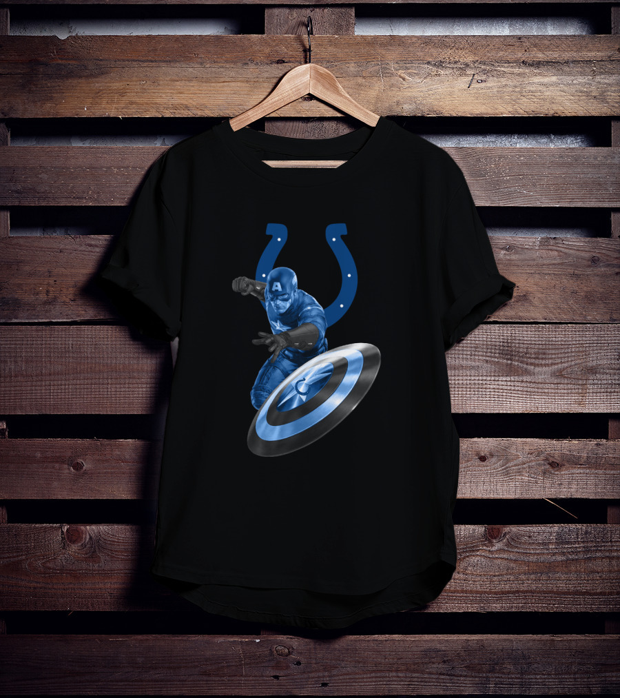 Indianapolis Colts Captain America Crossover With Horseshoe Shield T-Shirt