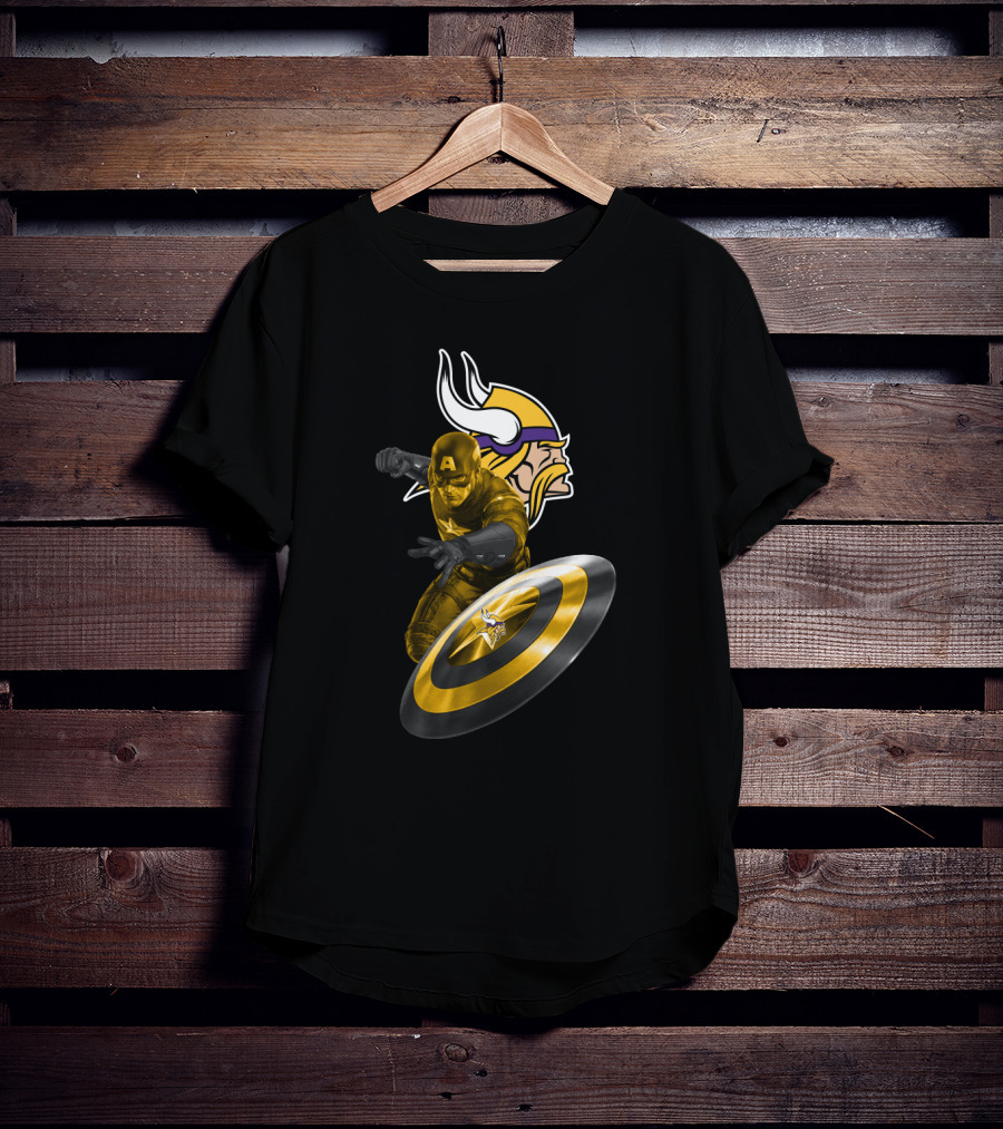 Minnesota Vikings Captain America Crossover Shield T-Shirt