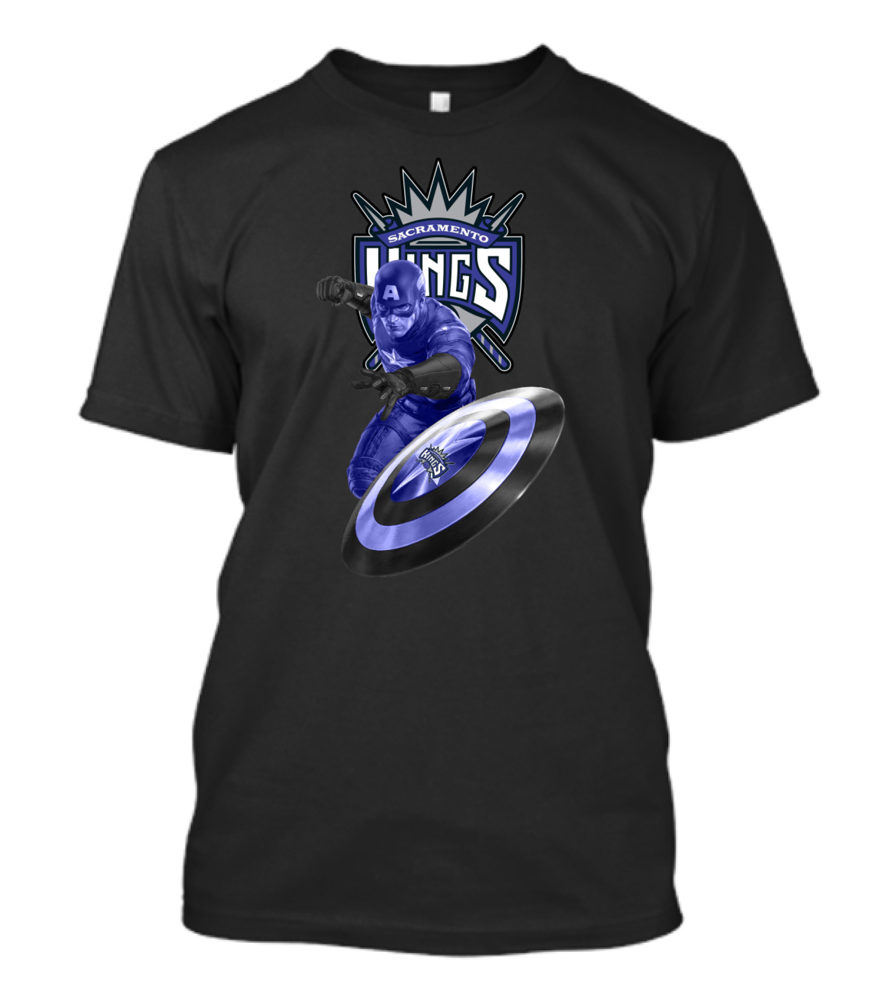 Sacramento Kings Marvel Captain America Shield Crossover T-Shirt