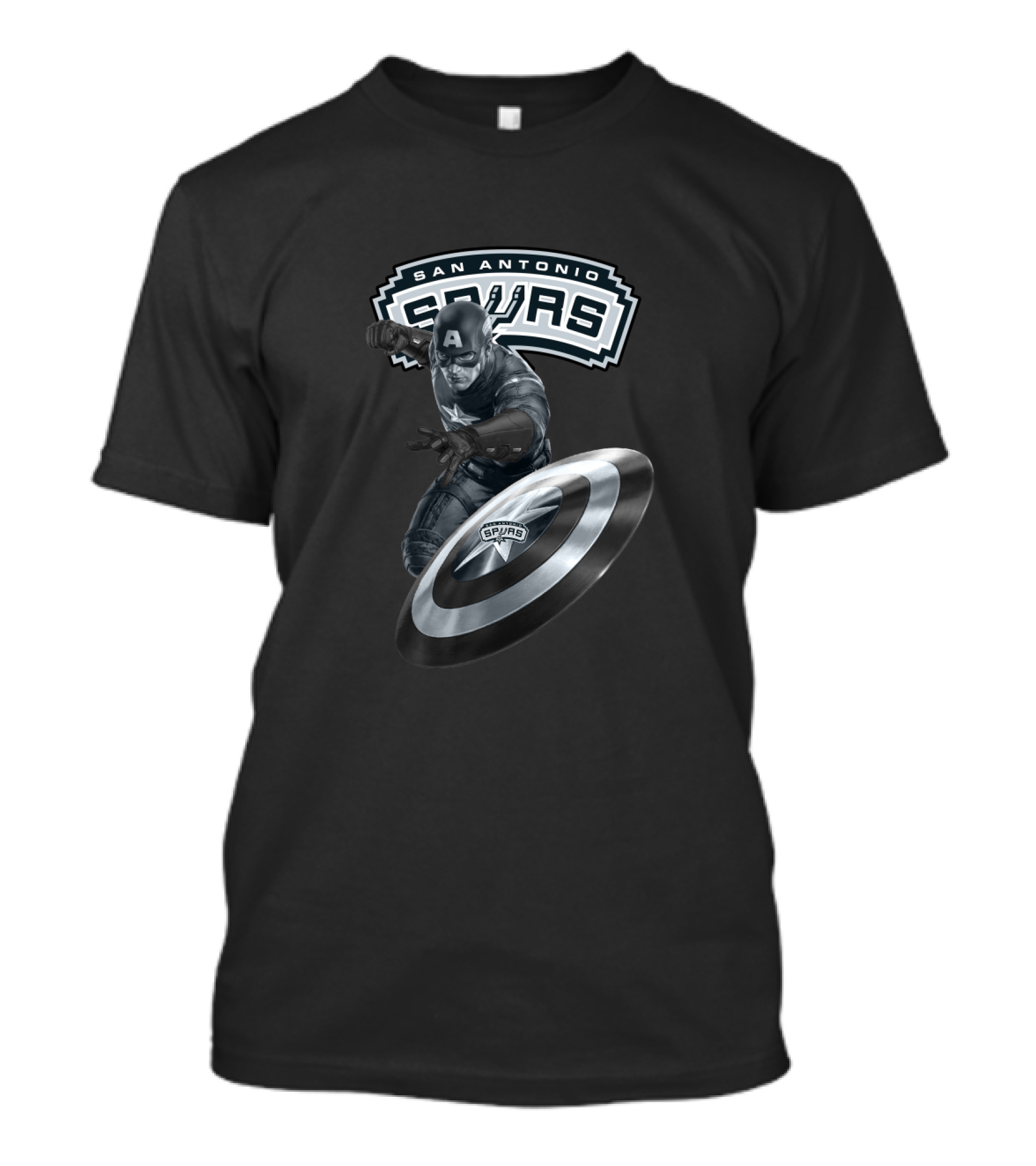 San Antonio Spurs Captain America Shield Logo Crossover T-Shirt