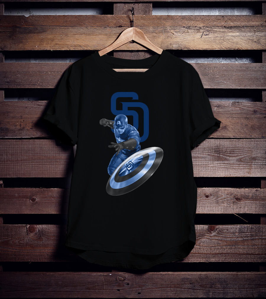 San Diego Padres Captain America Shield Crossover T-Shirt