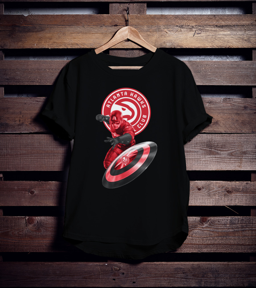 Atlanta Hawks Club Captain America Shield T-Shirt