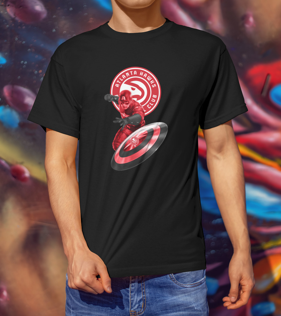 Atlanta Hawks Club Captain America Shield T-Shirt