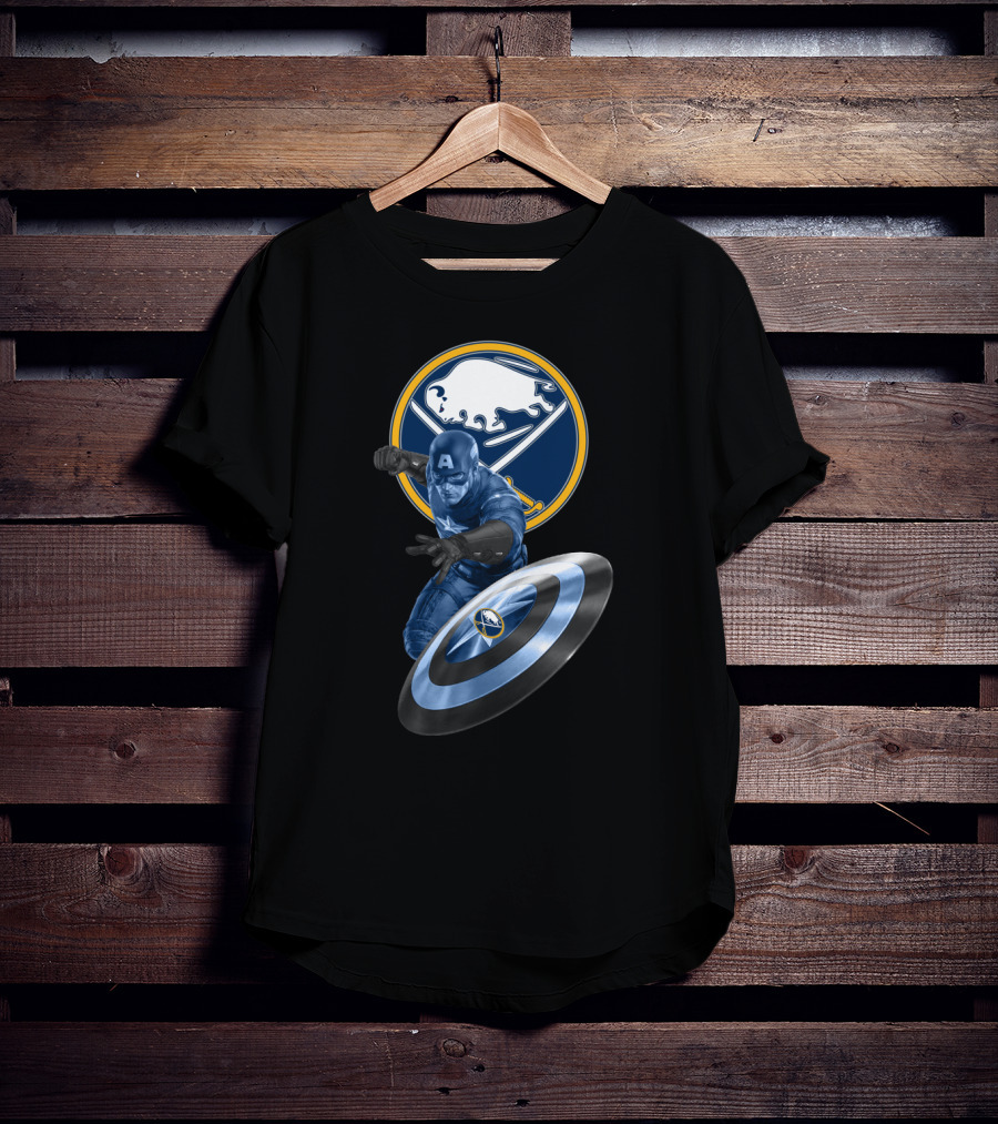 Buffalo Sabres Captain America Mashup Fan Gear Sports Merchandise T-Shirt