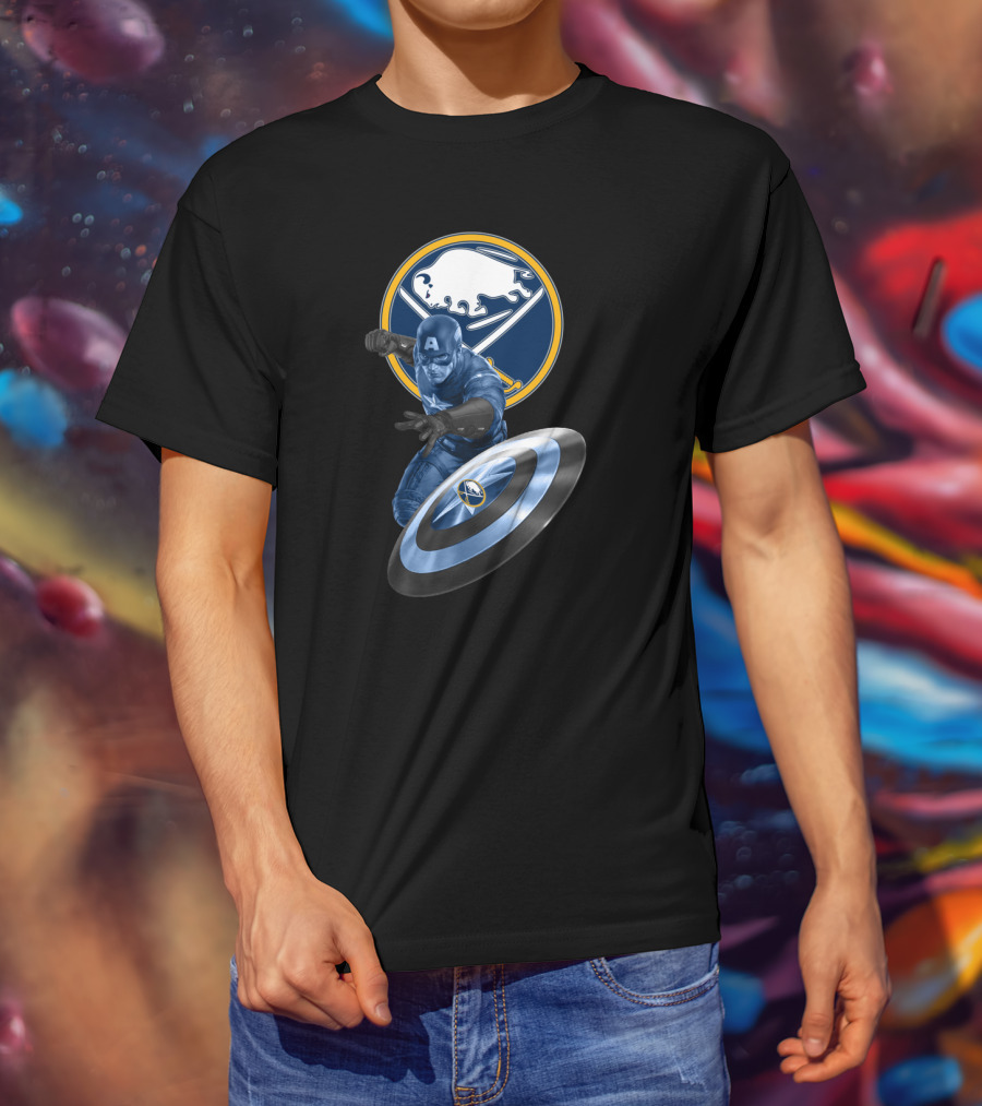 Buffalo Sabres Captain America Mashup Fan Gear Sports Merchandise T-Shirt