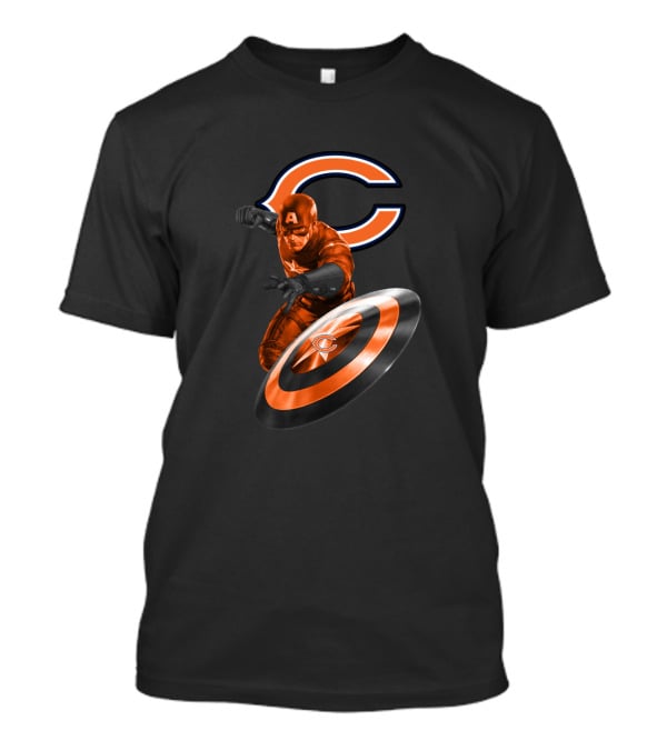 Chicago Bears Captain America Fans With Shield T-Shirt