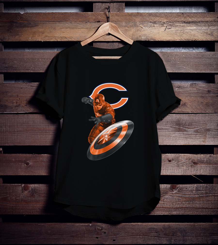 Chicago Bears Captain America Fans With Shield T-Shirt