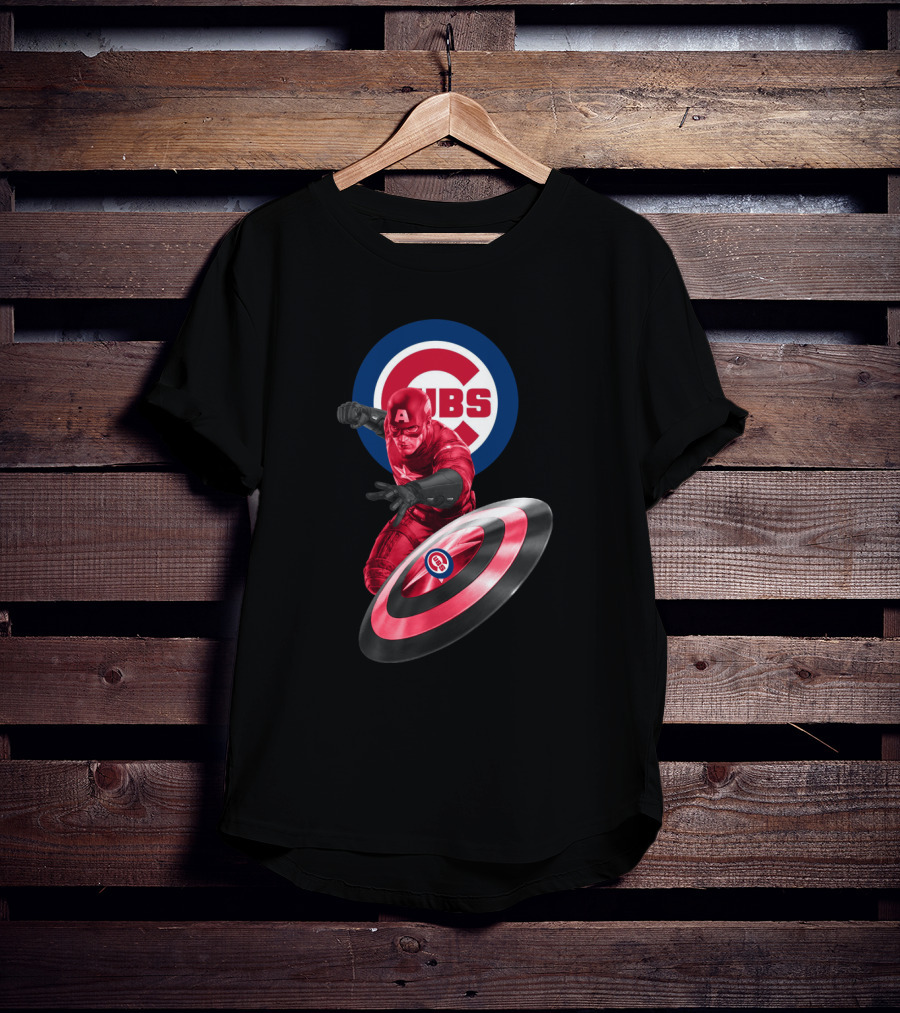 Chicago Cubs And Captain America Fans United With Iconic Shield T-Shirt
