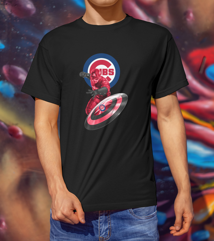 Chicago Cubs And Captain America Fans United With Iconic Shield T-Shirt