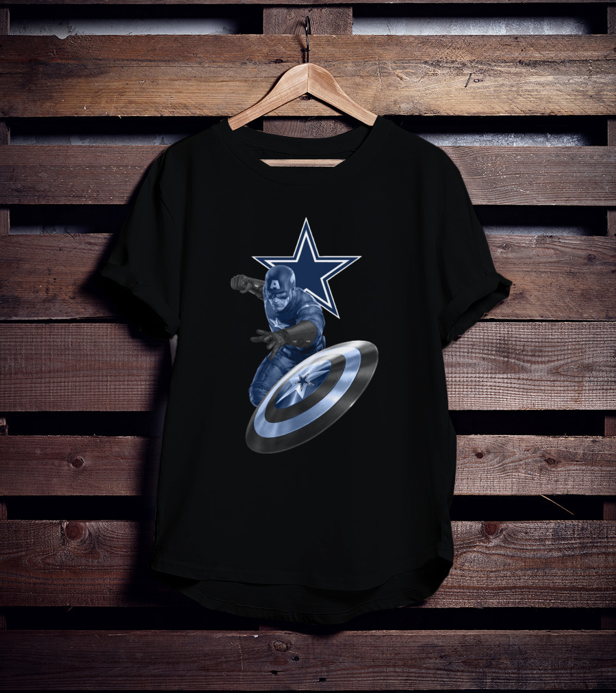 Dallas Cowboys Star Captain America Shield Crossover T-Shirt