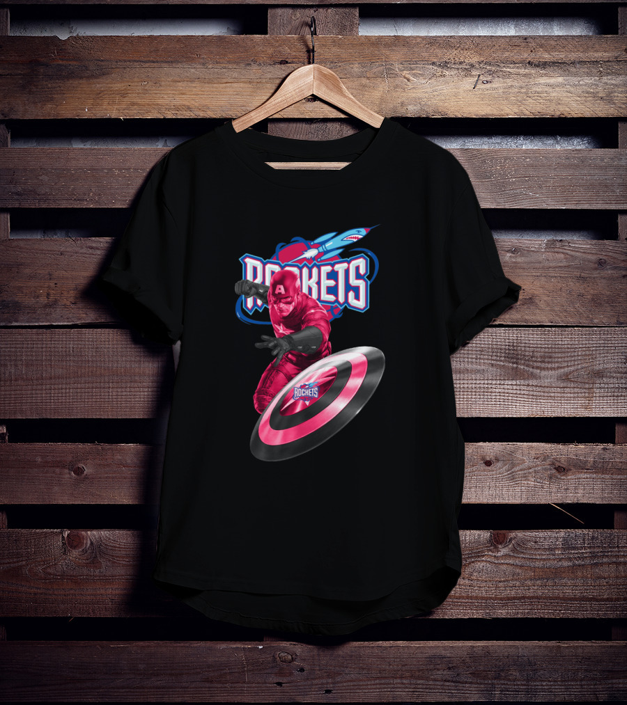 Houston Rockets Captain America Shield Crossover Fan T-Shirt