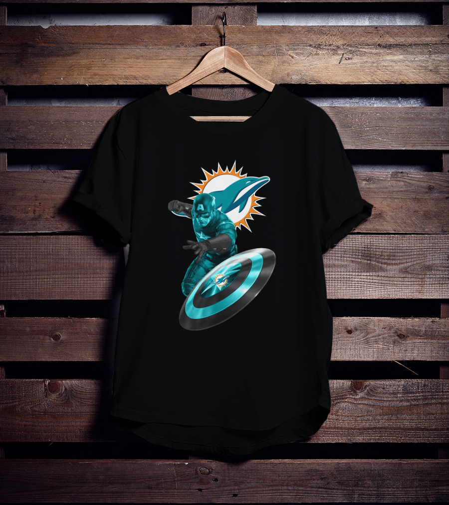 Miami Dolphins Captain America Crossover Fan Merchandise T-Shirt