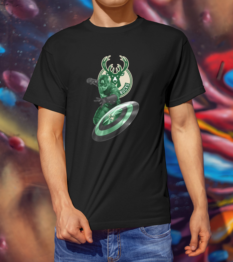 Milwaukee Bucks Captain America Collaboration T-Shirt