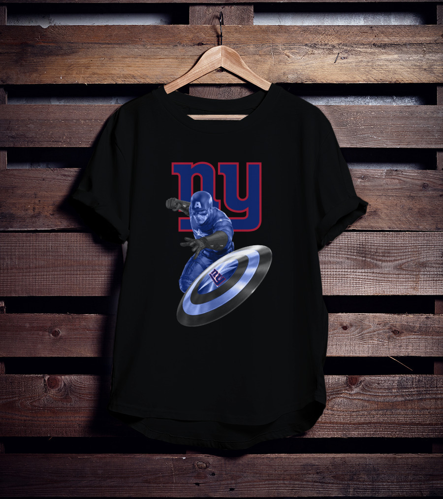 New York Giants Fans Captain America Shield Logo T-Shirt