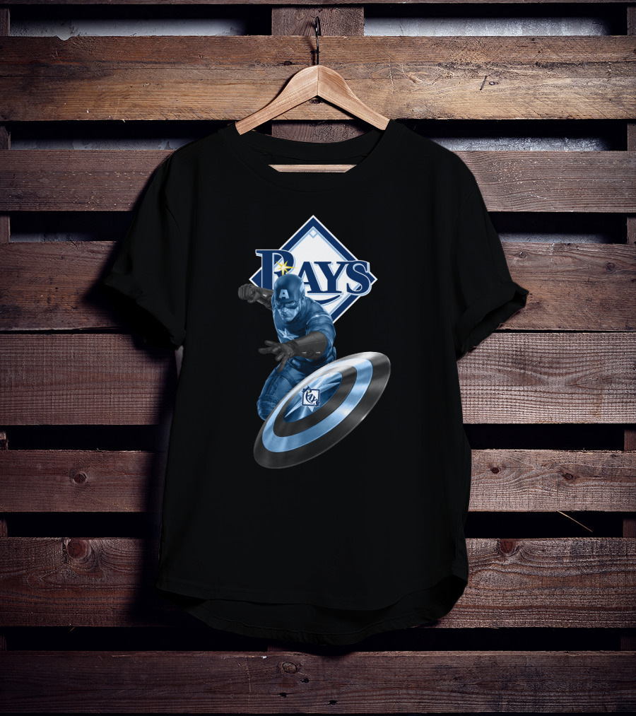 Tampa Bay Rays Marvel Captain America Collaboration With Shield T-Shirt