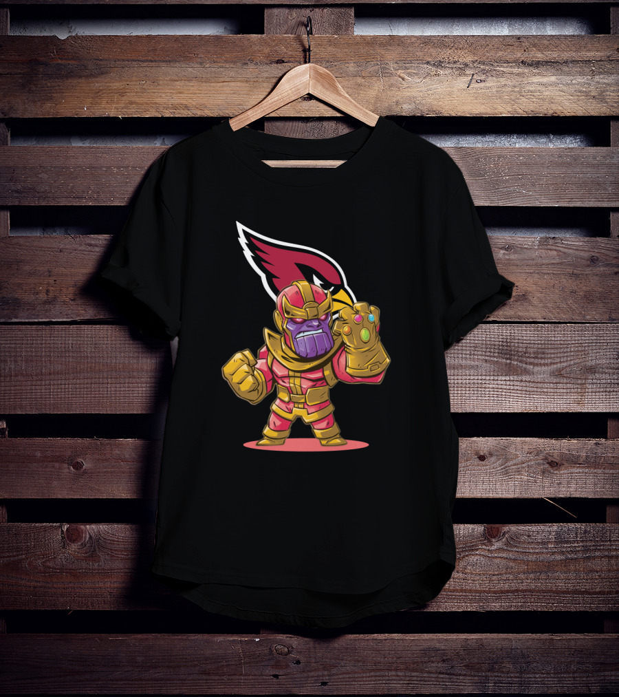 Thanos With Infinity Gauntlet And Arizona Cardinals Logo Combo T-Shirt