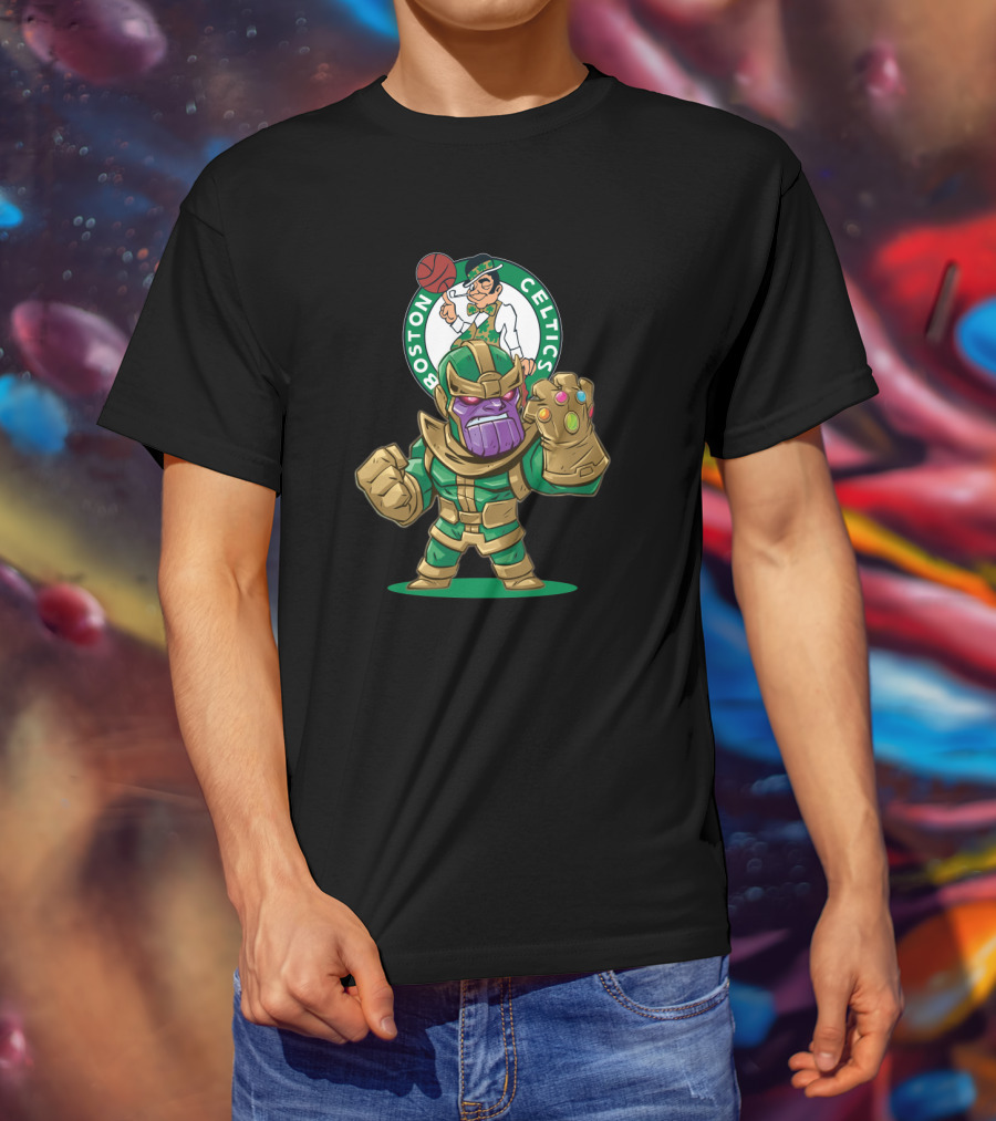 Boston Celtics Thanos Infinity Gauntlet Crossover T-Shirt