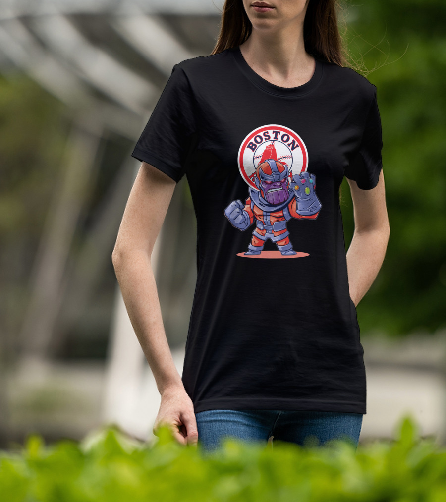 Thanos Boston Red Sox Infinity Gauntlet Mashup T-Shirt