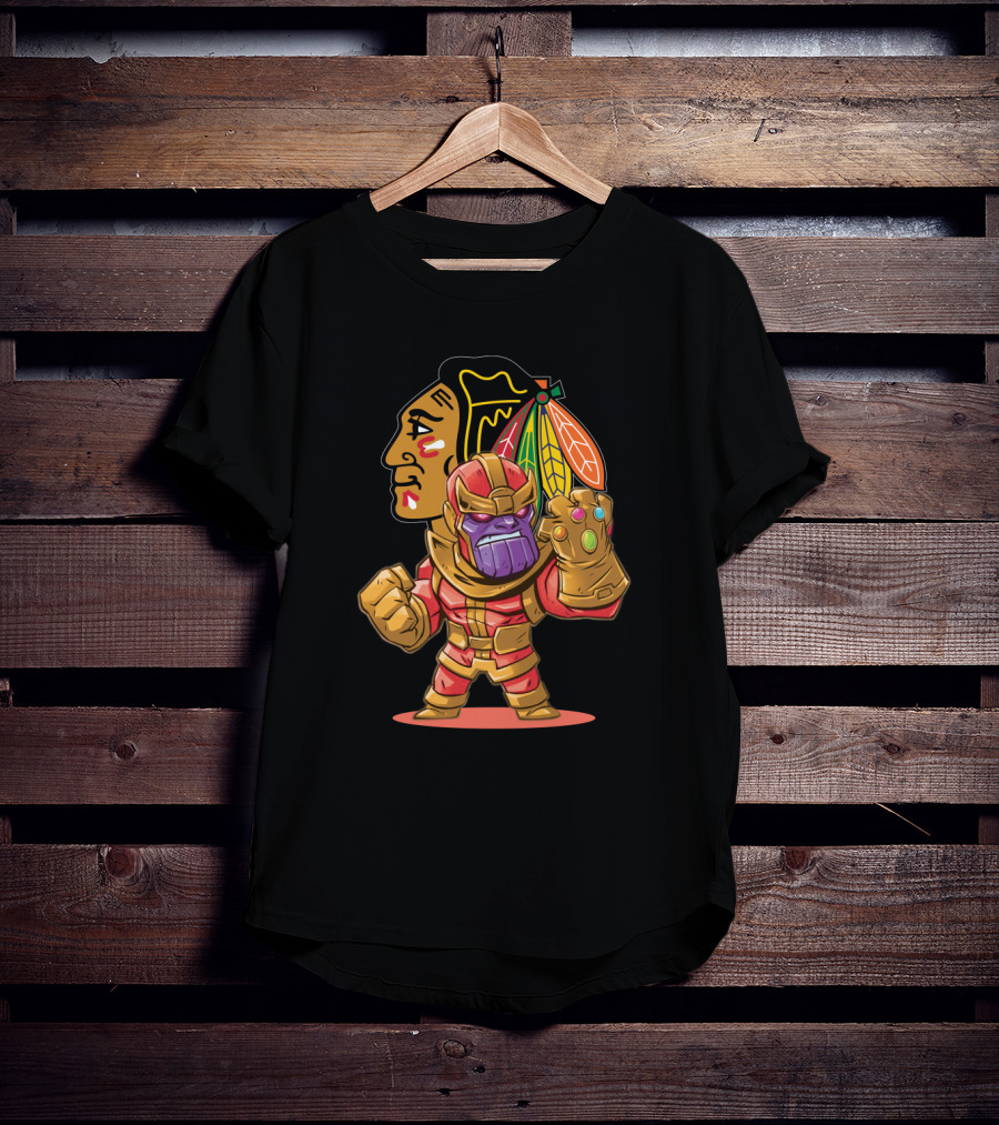 Thanos Chicago Blackhawks Fans Crossover Mashup T-Shirt