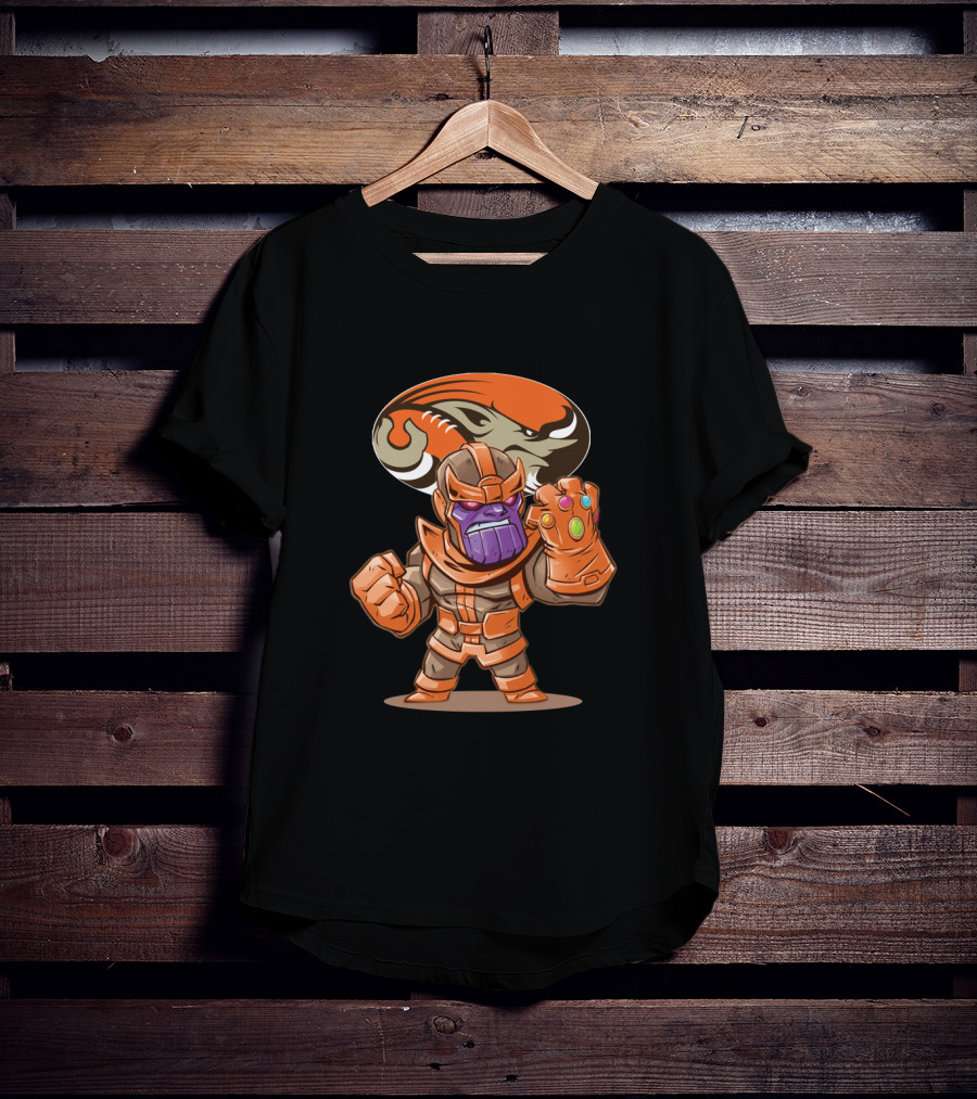 Thanos Infinity Gauntlet Cleveland Browns Fan Crossover T-Shirt