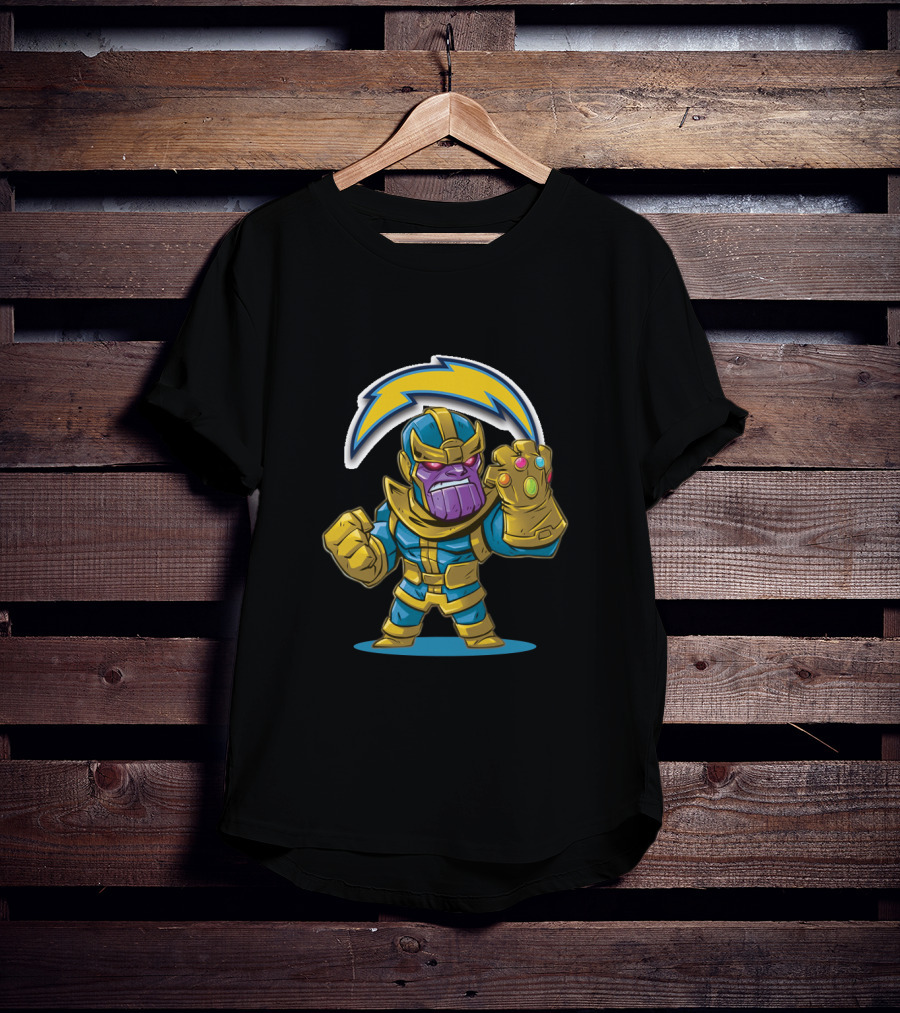 Thanos Infinity Gauntlet With Los Angeles Chargers Lightning Bolt T-Shirt