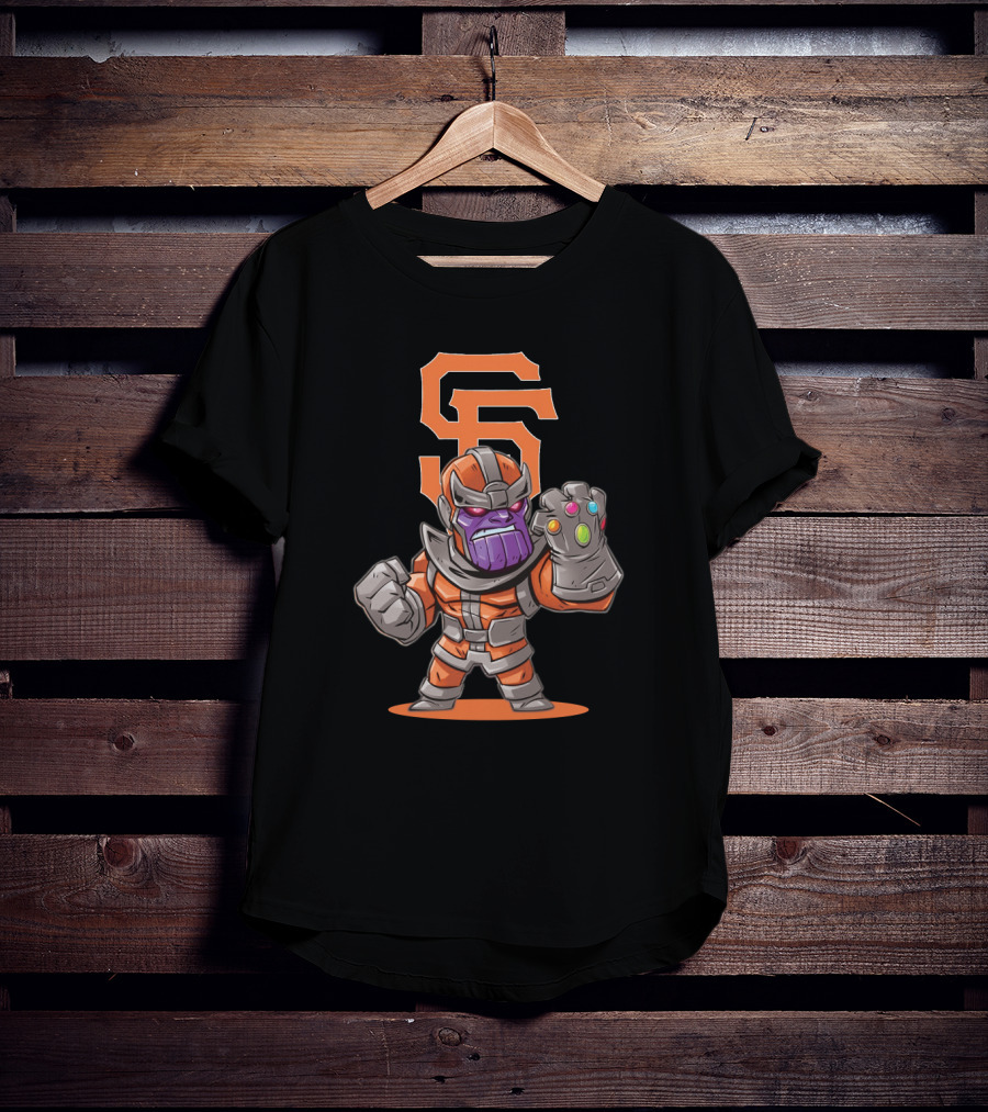 Thanos San Francisco Giants Fans Cartoon Character With Infinity Gauntlet And Team T-Shirt