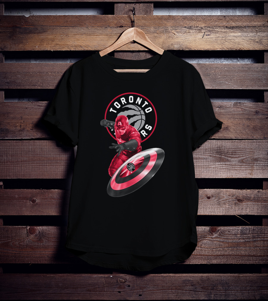 Toronto Raptors Captain America Shield Fan Crossover T-Shirt