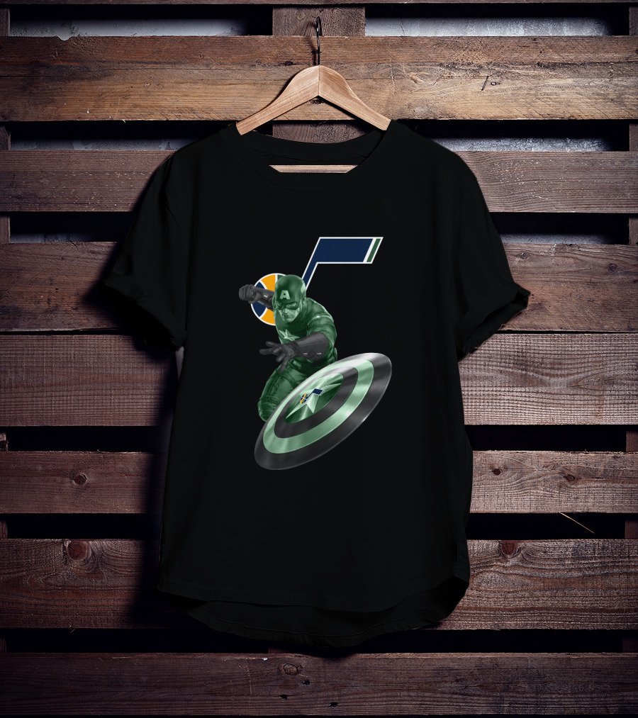 Utah Jazz Captain America Shield Crossover Fan T-Shirt